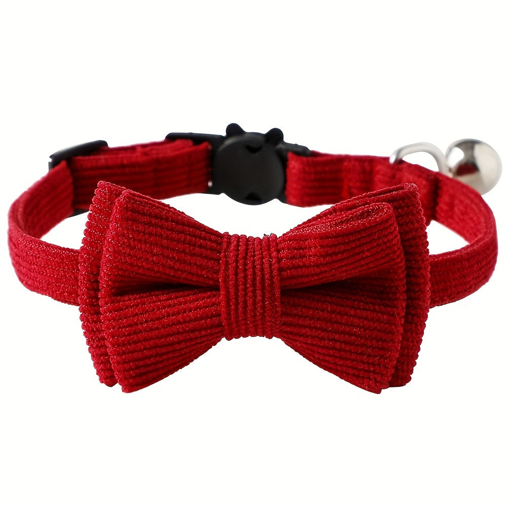 Adjustable Red Bow Tie Pet Collar - Detachable, Festive Accessory for Cats & Small Dogs, Perfect for Valentine's Day & Christmas Gifts