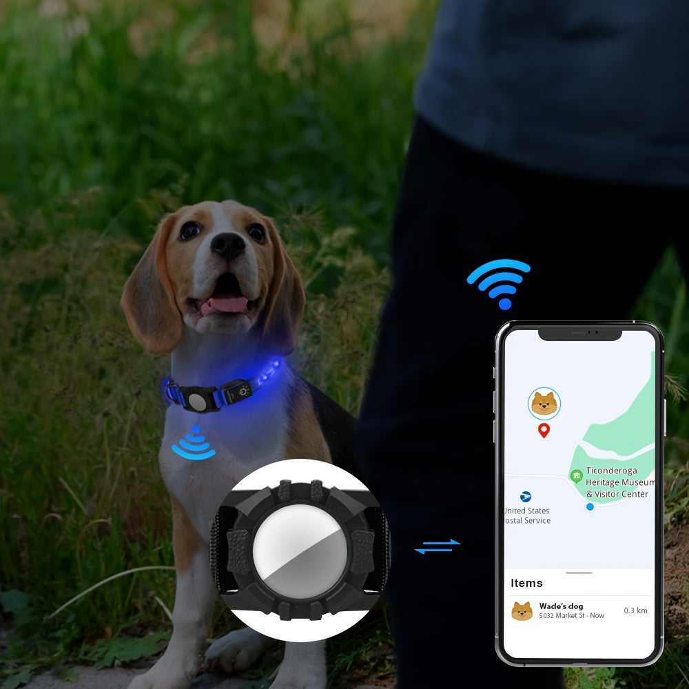 JOYTALE LED Dog Collar with AirTag Holder - USB Rechargeable, Nighttime Safety Light-Up Nylon Pet Collar for Small & Large Dogs