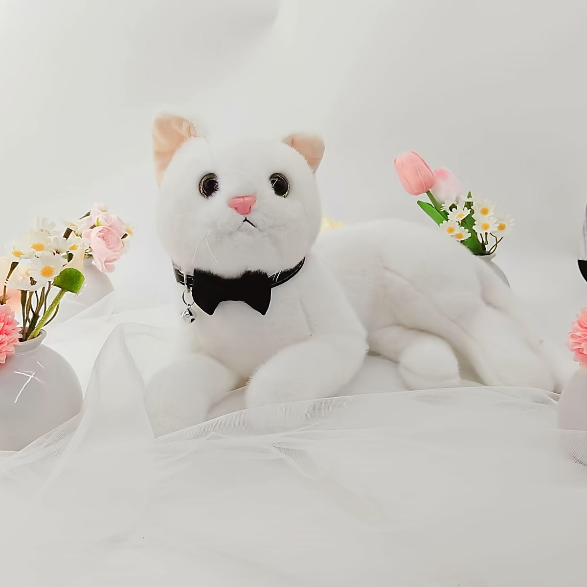 Polyester Pet Collar, Adjustable Bowknot Collar with Bell for Rabbits