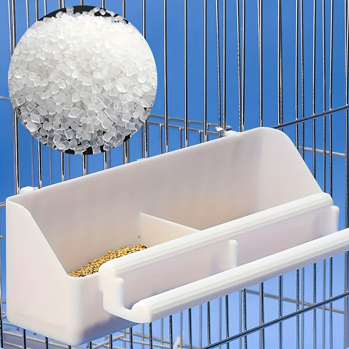 Durable ABS Parrot Feeder - Hanging Food & Water Bowl for Birds, Quail, and Parakeets - Cage-Mounted Pet Feeding Cup