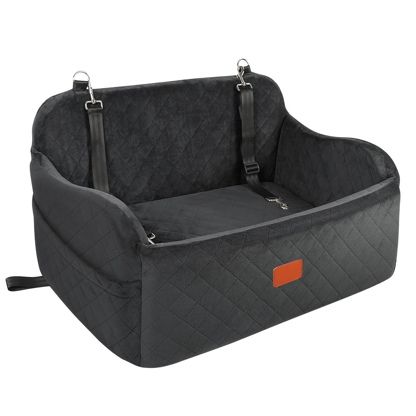 Adjustable Dog Car Seat with Memory Foam - Heavy-Duty Vehicle pet bed, Safety Travel Harness System, Non-Slip Base, Spacious Interior for Medium, Large Dogs & 2 Small Dogs - Easy Installation, Compatible with SUVs, Sedans, -