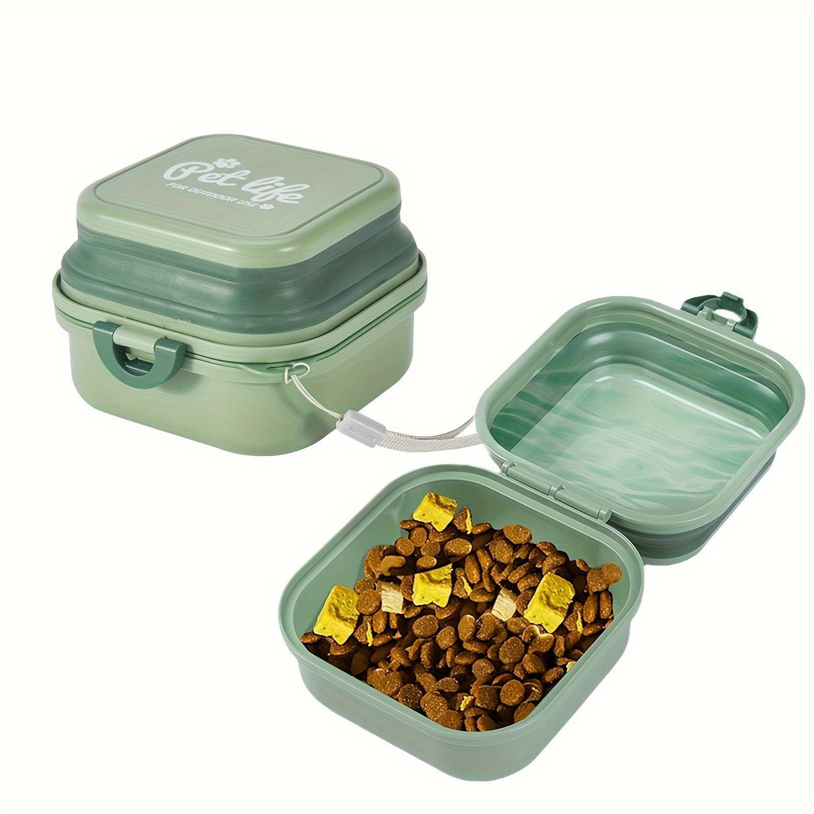 Pet Dancer 2-in-1 Portable Dog Bowl for Travel, Camping & Hiking - Durable PP Material, Leak-Proof Lid, Ergonomic Handles, White & Beige Design, Food & Water Feeder for Dogs, Hiking Essentials | Ergonomic Pet Bowl | Leakproof