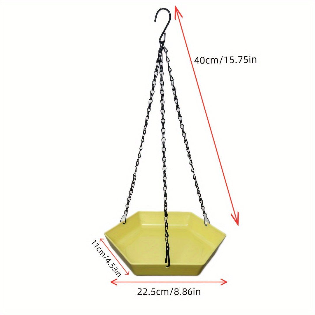 1pc Hanging Bird Feeder & Water Dispenser - Polygonal Parrot Food Dish with Bathing Feature for Garden Decor, Attracts Wild Birds - For Bird Lovers & Garden Enthusiasts - Suitable for Outdoor Use - Perfect Gift for Nature Lov
