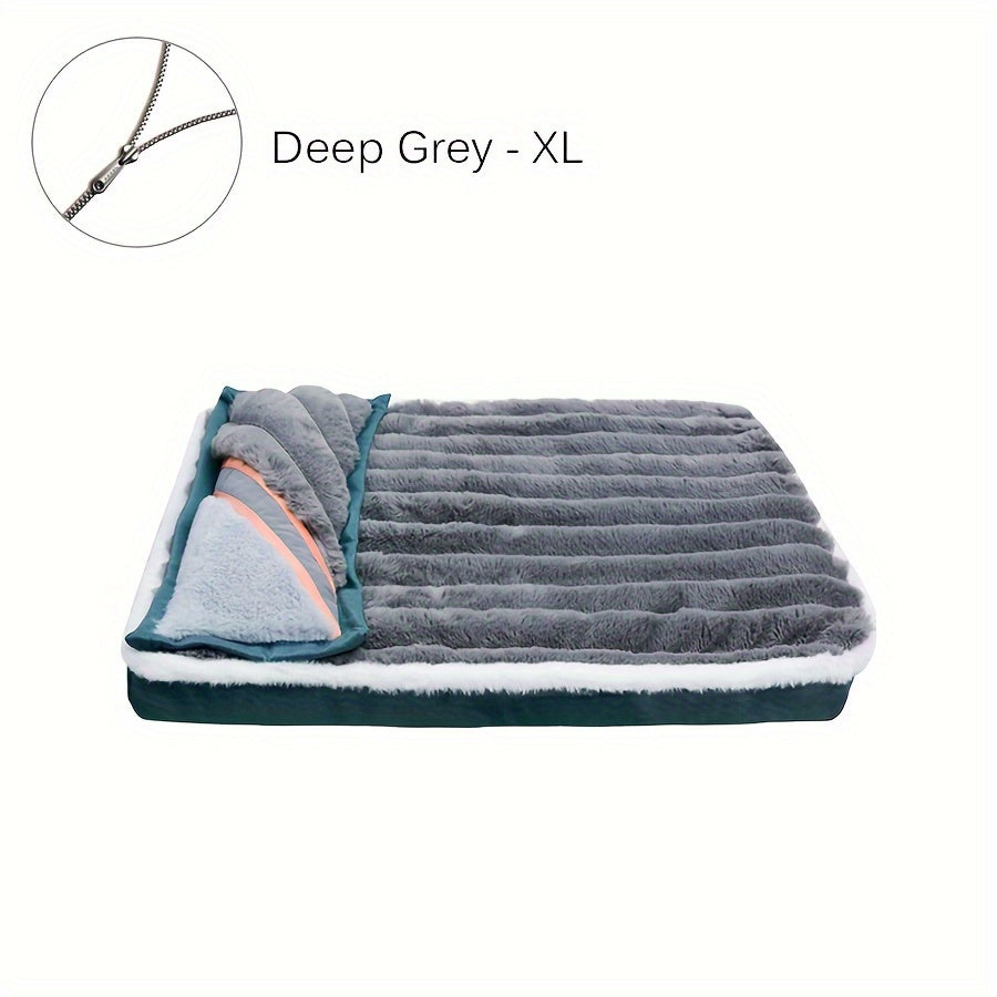 Orthopedic Memory Foam Pet Bed for Small to Medium Dogs | Plush Striped Polyester Cover with Removable Pillow | Multi-Color, Easy-Clean Design | Comfortable & Supportive Sleeping Surface