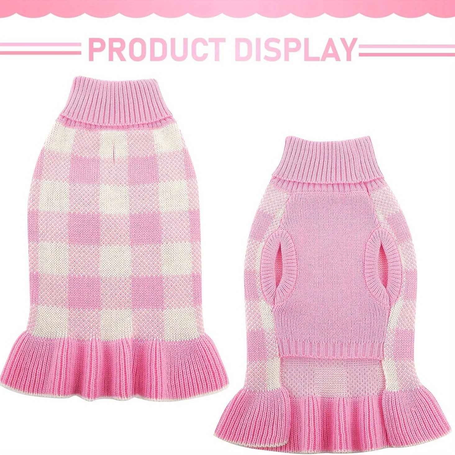 Winter Dog Sweater - Stretchy Knit Pullover Sweater for Small, Medium, Large Dogs - Warm Pet Sweater with Pink, Easy Slip-On Outfit for Cold Weather, Christmas, Photoshoots - Hand Wash Only - Ideal Gift for Dog Owners, Dog Sw