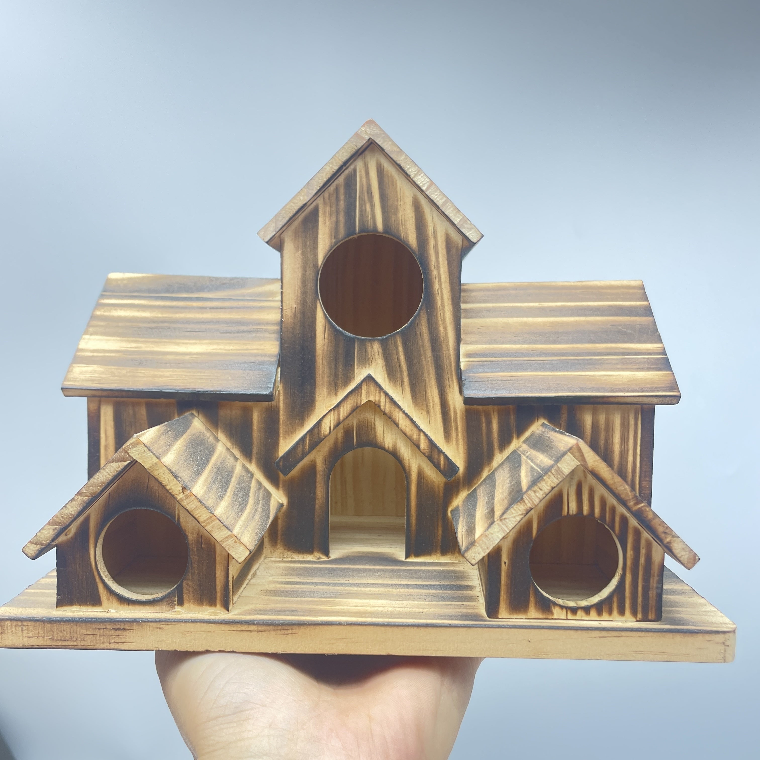 Wooden Hummingbird House - Rustic Solid Wood Birdhouse Decor - Outdoor Garden Villa Style Bird Nesting Box For Small Birds