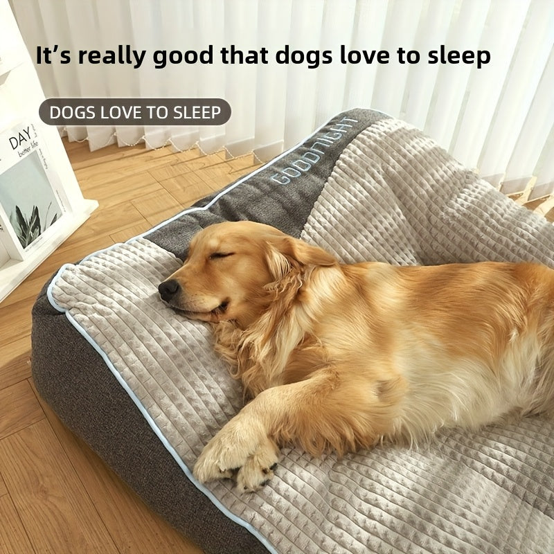 Deluxe Washable Dog Bed - Medium and Large, Double Side Optional, High and Low Side, All-season Detachable Mat, Warming Cozy Soft Pet Bed for Christmas Gift, Winter Warm Animals Sleeping Sofa
