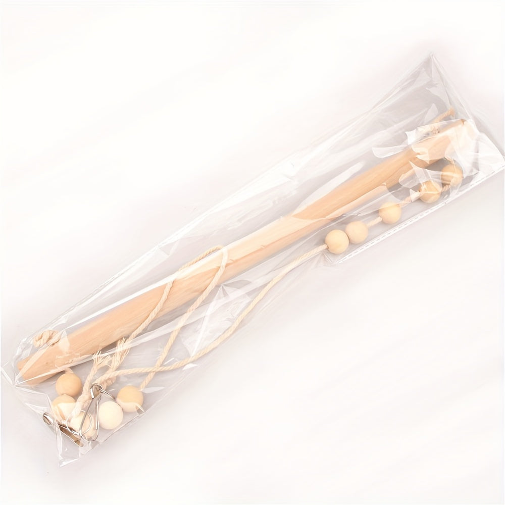 1pc Natural Wood Bird Swing Toy with Beads