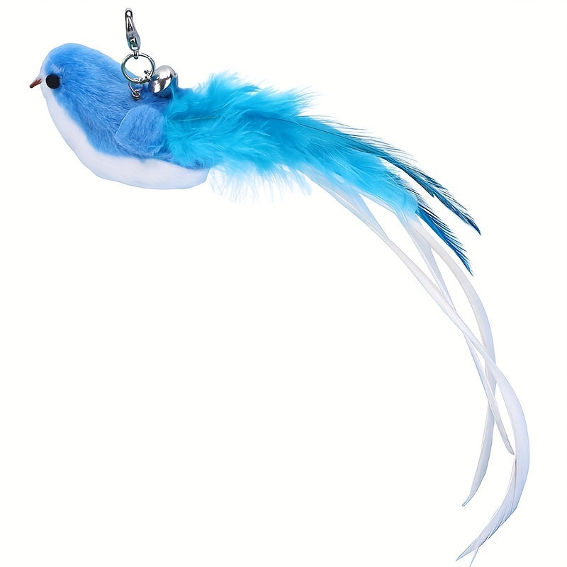 Colorful Feather Bird Cat Teaser Stick - Long Steel Wire Pole with Glue Suction Cup - Cute and Vivid Simulation Pet Toy for Self-Entertainment and Bite-Resistant Cat Supplies
