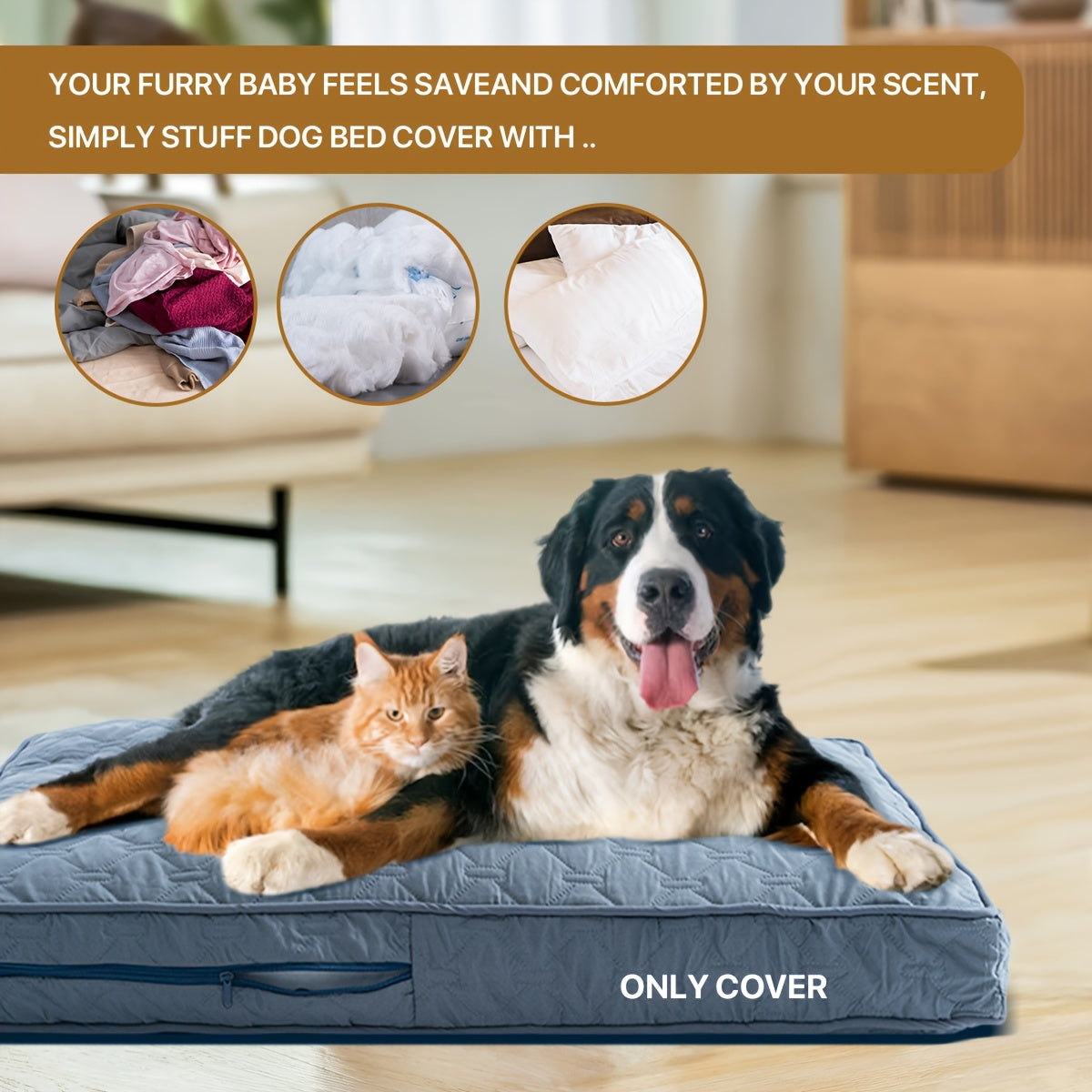 1pc & Machine Washable Dog Bed, Anti-Leakage Removable Dark Gray Pet Bed Cover, Dog Bed Protector Rainbow Dog Paw Furniture Cover for Extra Large, Large, Medium, Small Dogs