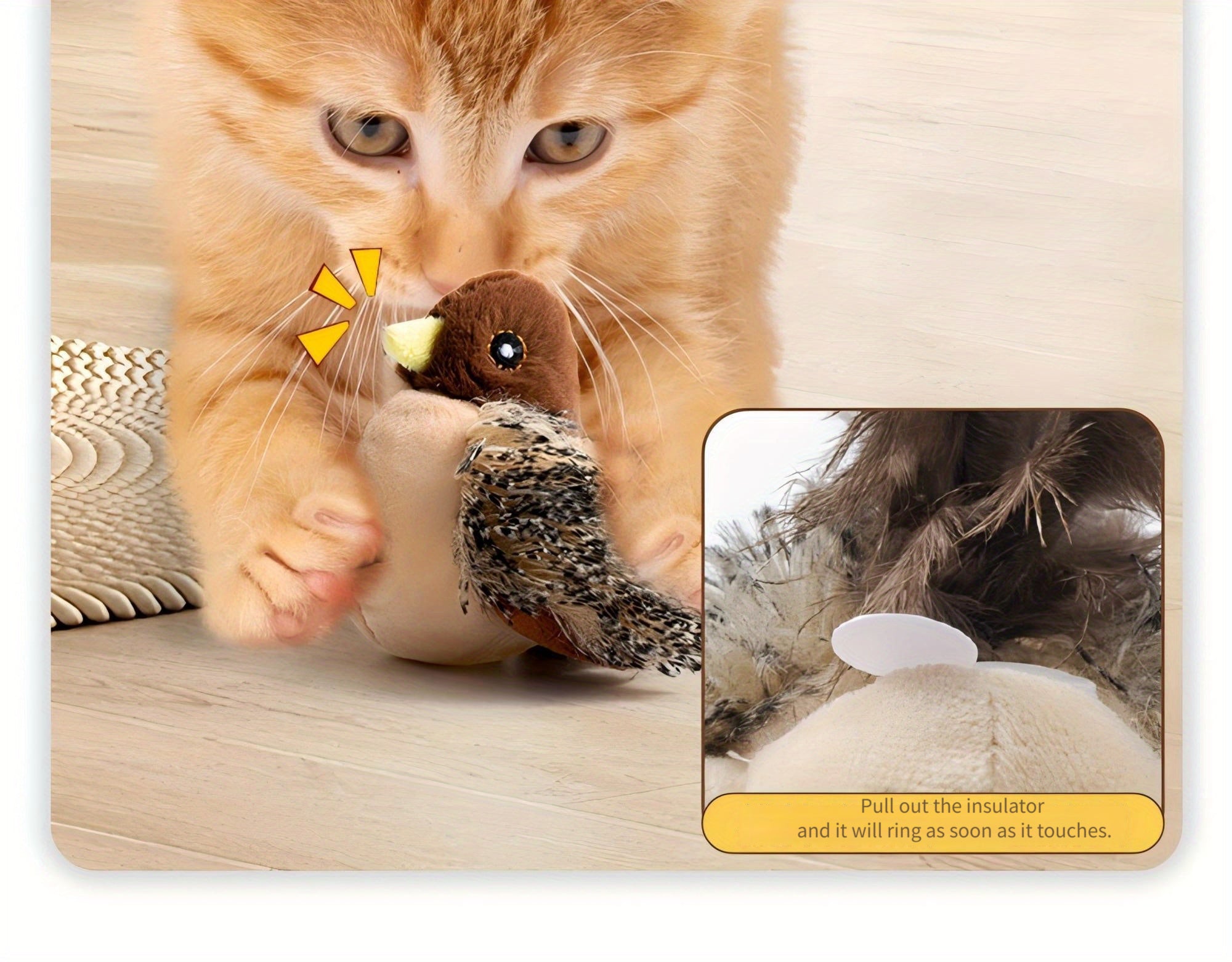 Interactive Plush Bird Cat Toy with Self-Raising Sound, Includes Pet Herb - Non-Electric Fabric Pet Toy, Simulated, TikTok