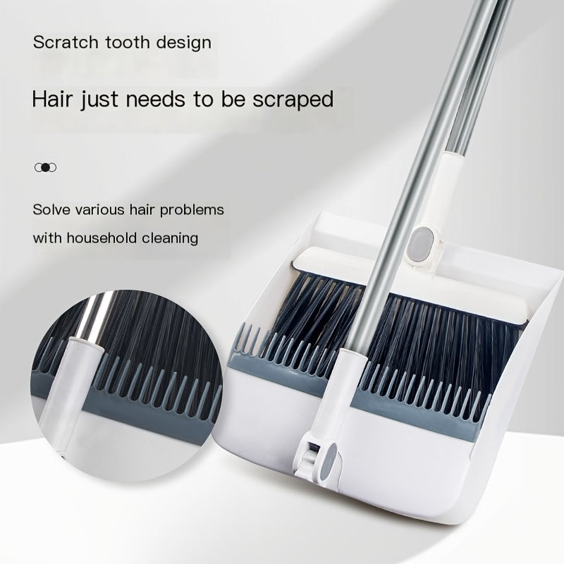 2pcs Set Of Brand New 3-in-1 Rotatable And Foldable Magnetic Suction Broom Dustpan Sweeping Set, Enlarged And Thickened Household Broom, Living Room, Bedroom Pet Hair Cleaning Broom, Non Stick Soft Hair Blue/orange/white Broo