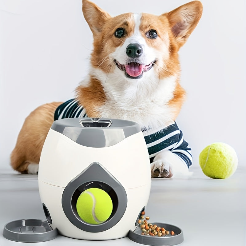 2-Ball Interactive Dog Ball Machine - Intelligent Food Dispenser, Tennis Ball Thrower, and Pet Toy for Training and Feeding - Indoor Use for Small and Large Dogs, Non-Automatic Launch, Adjustable Difficulty, Durable Construct