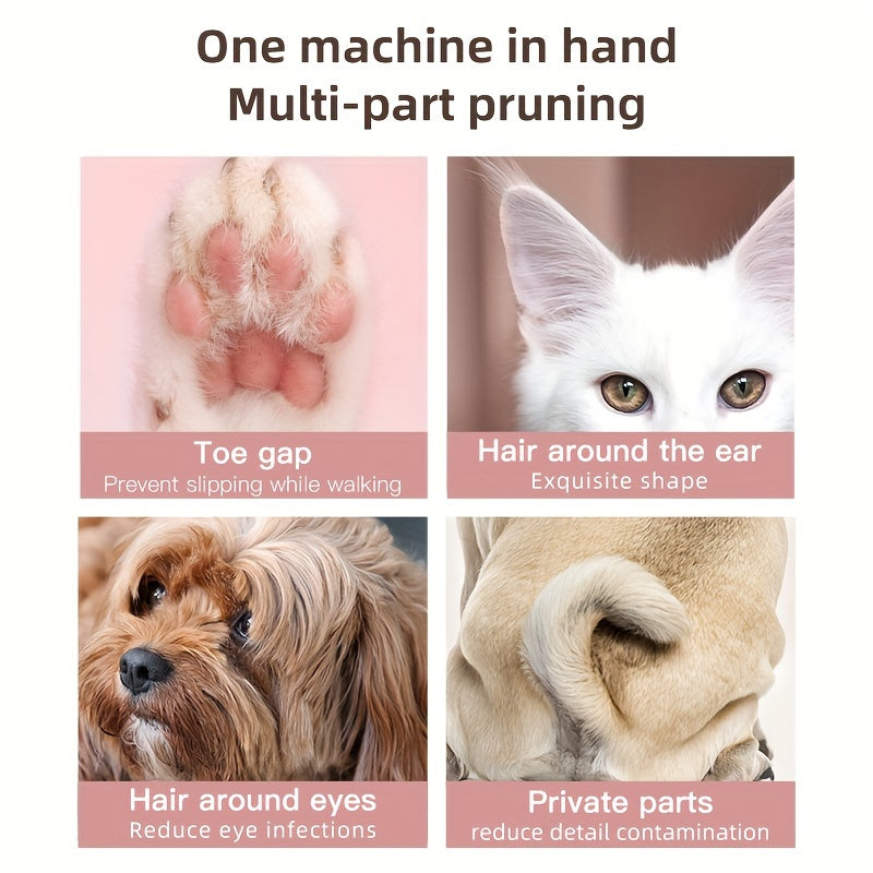 3 Colors USB Rechargeable Electric Pet Paw Hair Trimmer Clipper Kit, LED Illuminated Deep Trim, Lithium Battery - F1 Pet Grooming Tool