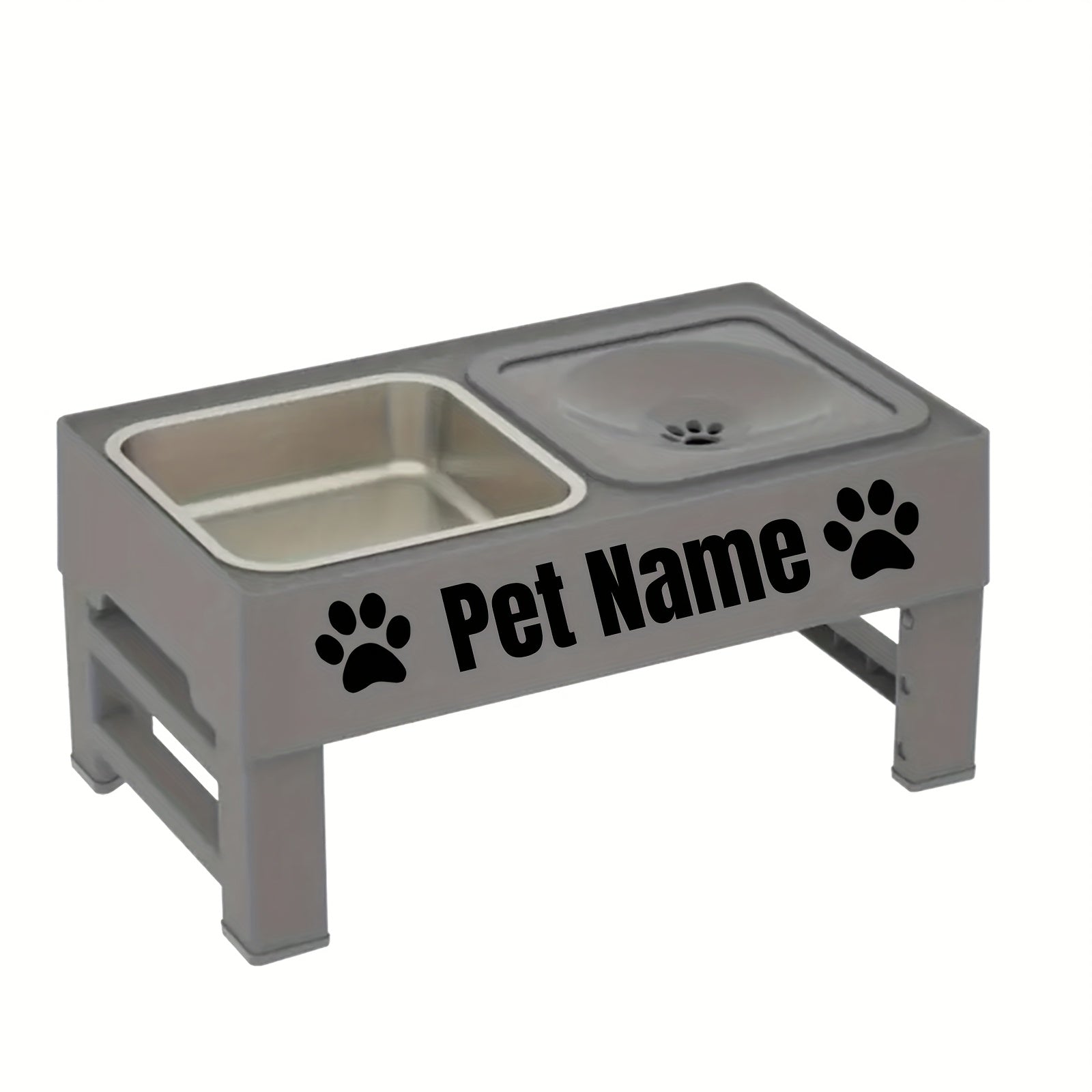 1pc Customizable 2-in-1 Adjustable Raised Dog Bowls with No Spill Design - Stainless Steel & Plastic, Ideal for Small, Medium, Large Dogs & Cats, Elevated Pet Feeding Station, Pet Feeding Station | Customizable Pet Accessorie