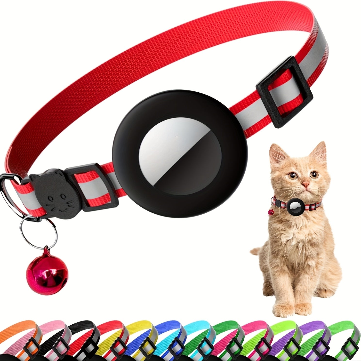 Reflective Breakaway Safety Buckle Cat Collar with Bell