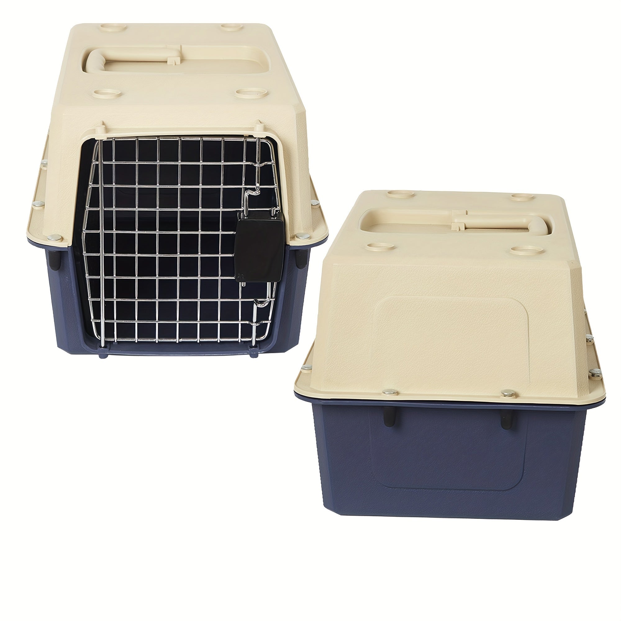 No. 4 Pet Harness Cat Harness Dog Kennel Airline Approved Kitty Travel Cage Plastic Lightweight and Safe, Suitable for Puppies, Rabbits, Cats, 2 Colors