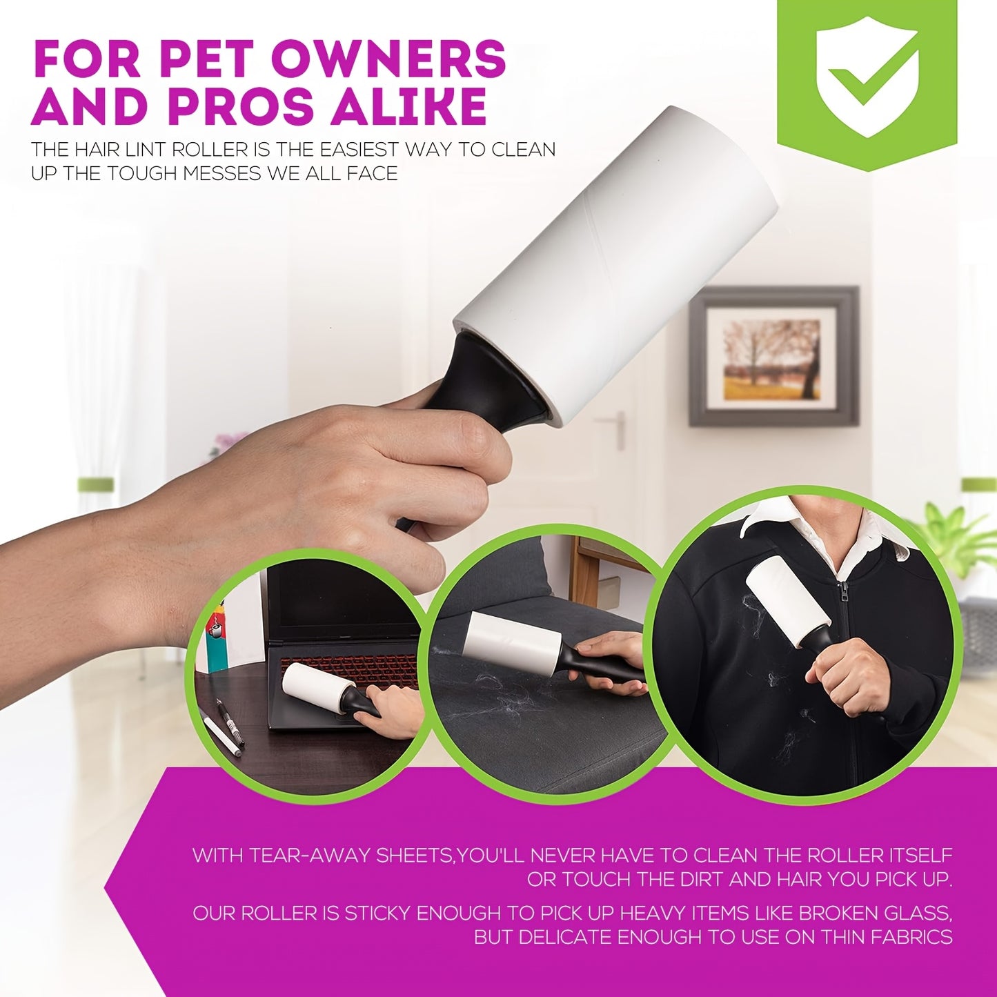 Value Pack of 200/400/800 Sheets of Pet Hair Removal Rollers, Featuring Refillable Sticky Rollers That Are Easy to Tear. Ideal for Removing Stubborn Pet Hair, These Portable Lint Rollers Are Suitable for Furniture, Carpets, C