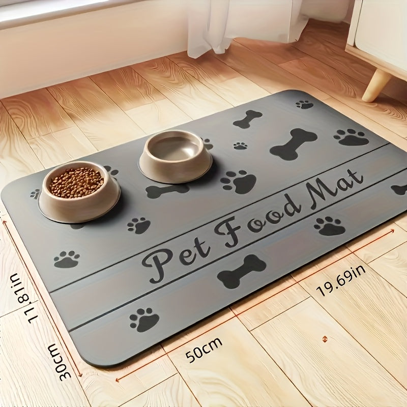 Pet Feeding Mat - Absorbent Pet Mat For Food And Water Bowls, Quick Drying Water Dispensing Mat With Waterproof Rubber Sole, Suitable For Dogs And Cats