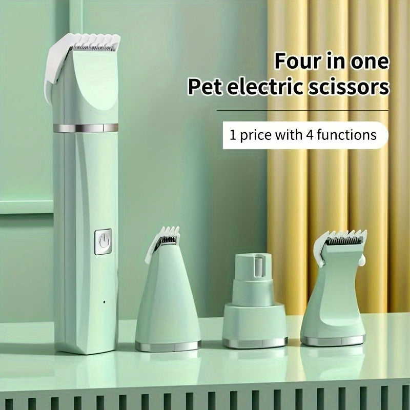 4-in-1 USB Rechargeable Pet Grooming Kit: Electric Hair Clippers, Nail Trimmer & Foot Shaver for Cats and Dogs