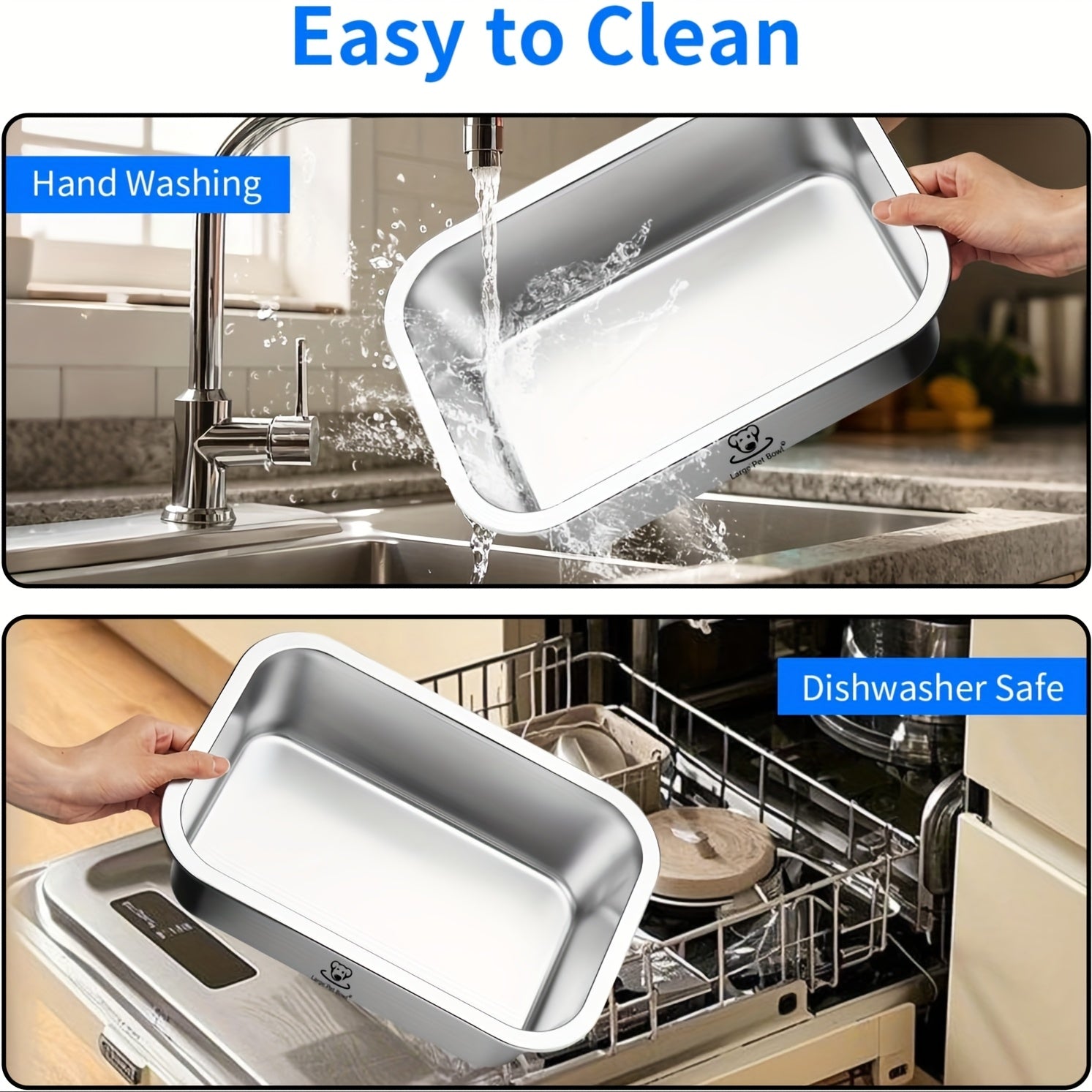 2-Pack Misofog Stainless Steel Dog Bowls for Large Dogs - 2.65 Gallon High Capacity Extra Large Food & Water Bowls with Non-Slip Rubber Base, Durable Easy-Clean Design for Hardwood & Tile Floors, Pet Feeding Essentials, Moder