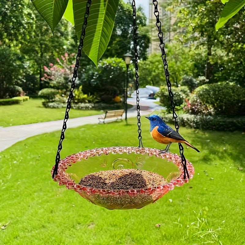 1pc Delightful Hanging Bird Feeder and Birdbath Combo - Attracts Hummingbirds, Easy to Clean, Durable, Weather-Resistant, Perfect for Outdoor Garden Decor, Yard, Farm Supplies, and Wildlife Watching