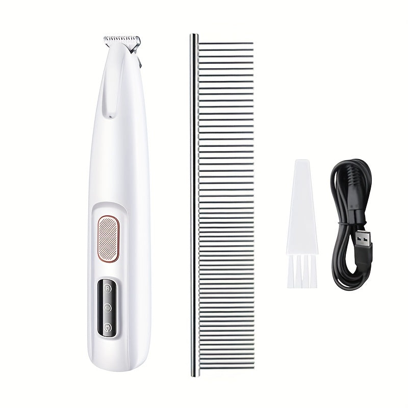 Safe Low Noise Pet Grooming Clippers - LED Light Support, USB and Battery Longevity