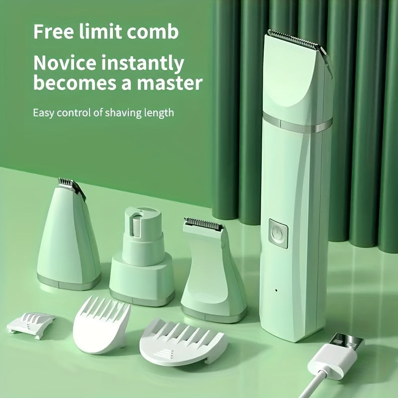 4-in-1 USB Rechargeable Pet Grooming Kit: Electric Hair Clippers, Nail Trimmer & Foot Shaver for Cats and Dogs