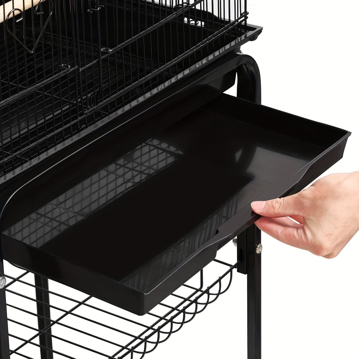 1pc 65-inch Extra-Large Open-Style Bird Cage with Detachable Rolling Stand, Durable Metal Construction, and Spacious Interior for Comfortable Living of Parrots, Lovebirds, Sparrows, Canaries, Long-tailed Small Parrots, Black
