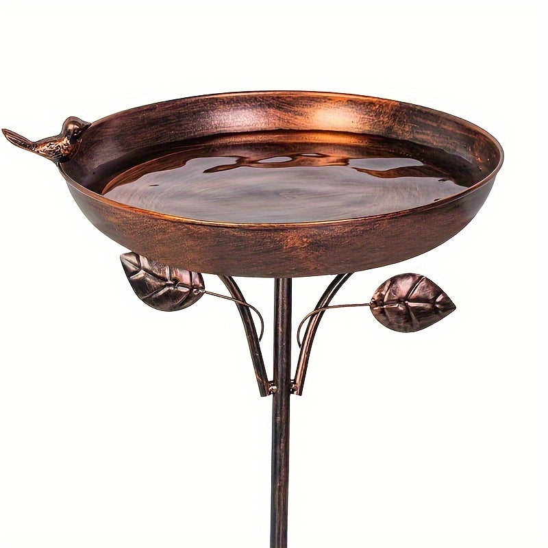 Garden Metal Bird Bath 12" Bird Bath Bowl with 5 Prongs Base Stake, Vintage Bird Baths for Outdoors Cast Iron Birdbath Standing Bird Feeder Bath