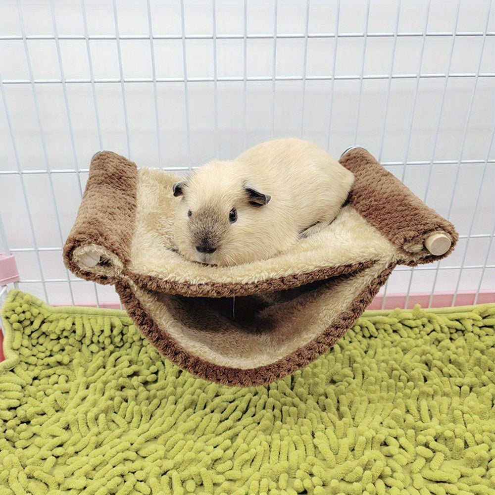 Double Layer Winter Warm Rat Hammock - Cozy Hanging Nest Bed for Guinea, Rats, And Chinchillas - Cage Accessories for Small Pets