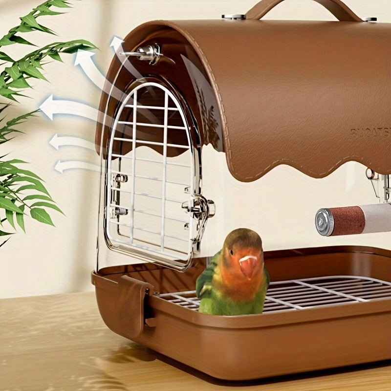 1pc Acrylic Bird Cage With Bird Bag, Parrot Outdoor Ornamental Bird Cage, Can Be Carried Outdoors, Bird Supplies