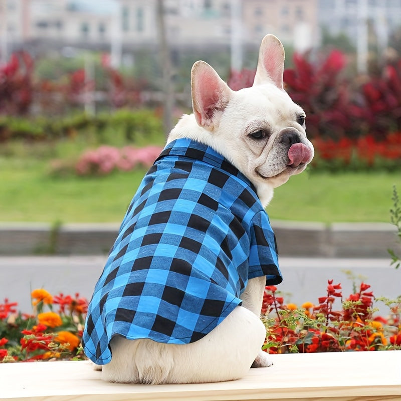 1pc Dog Plaid Suit With Bow Tie, Pet Wedding Attire, Dog Clothes For Small To Large Dogs, Pet Apparel