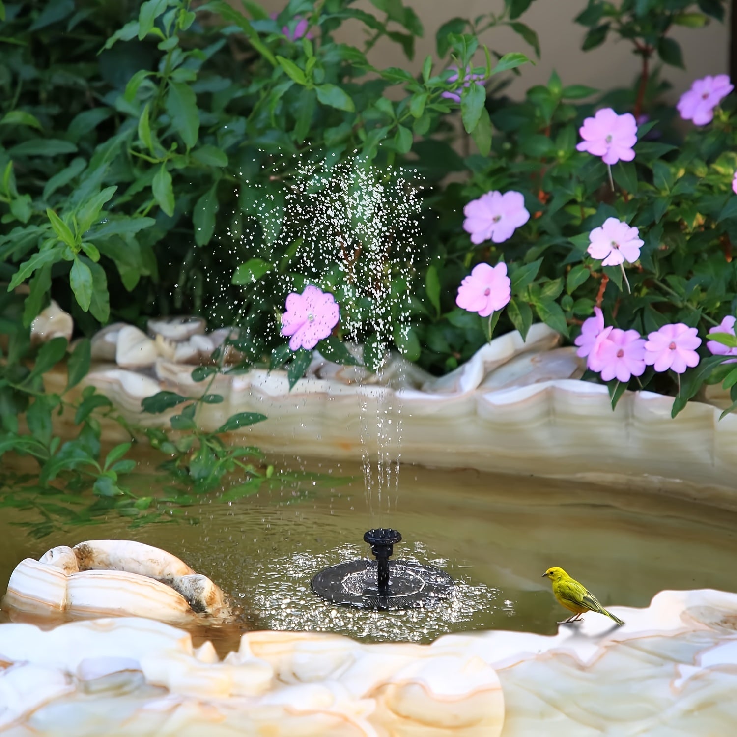 1pc Solar Powered Solar Fountain Water Pump With 6 Nozzles For Bird Bath, Pond, Garden, Backyard Decoration, Outdoor Aquarium
