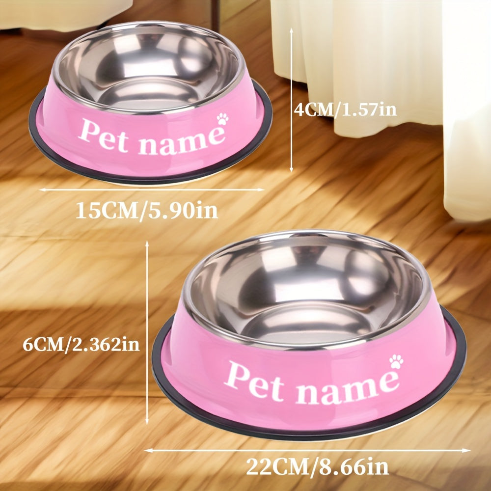 Stainless Steel Non-Slip Pet Bowl - Custom Engraved with Personalized Name - Ideal Memorial Gift for Pet Owners, Tip-Resistant, Stylish Pet Dish, Dog Memorial Items