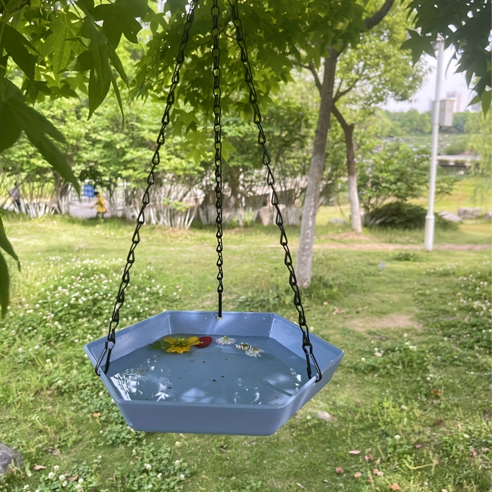1pc Hanging Bird Feeder & Water Dispenser - Polygonal Parrot Food Dish with Bathing Feature for Garden Decor, Attracts Wild Birds - For Bird Lovers & Garden Enthusiasts - Suitable for Outdoor Use - Perfect Gift for Nature Lov