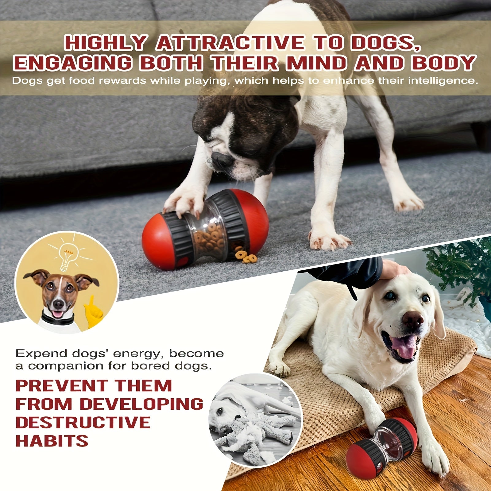 1pc Interactive Dog Snack Dispenser & Rolling Ball Toy - Slow Feeder for Mental Stimulation, Durable Plastic Travel Pet Toy with Treat Dispensing, No Batteries Needed for Medium Dogs, Interactive Dog Toy, Playful Design