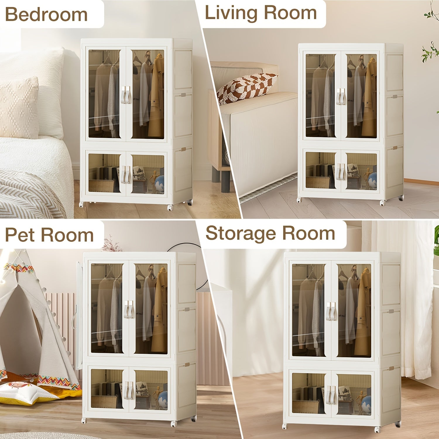 Pet Wardrobe Closet, Dog Closet - Stackable Storage Box With Doors, Wheels, And Hangers - Stackable Drawer Closet - Pet Accessories, Dog Toys, Pet Clothes