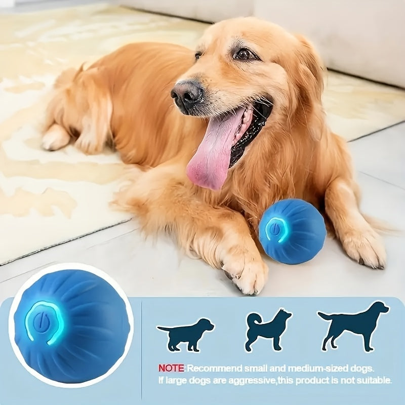 USB Rechargeable Silicone Bouncing Ball for Pets - Interactive Automatic Obstacle Avoidance Toy for Medium Breeds with Built-In Rechargeable Lithium Polymer Battery, Up to 36V