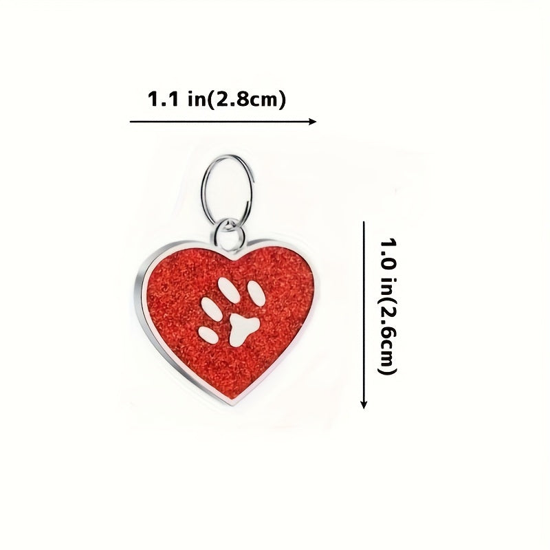 Customized Heart-shaped Paw Print Pendant - Engraved Dog Cat Tag - Personalized Pet Accessories