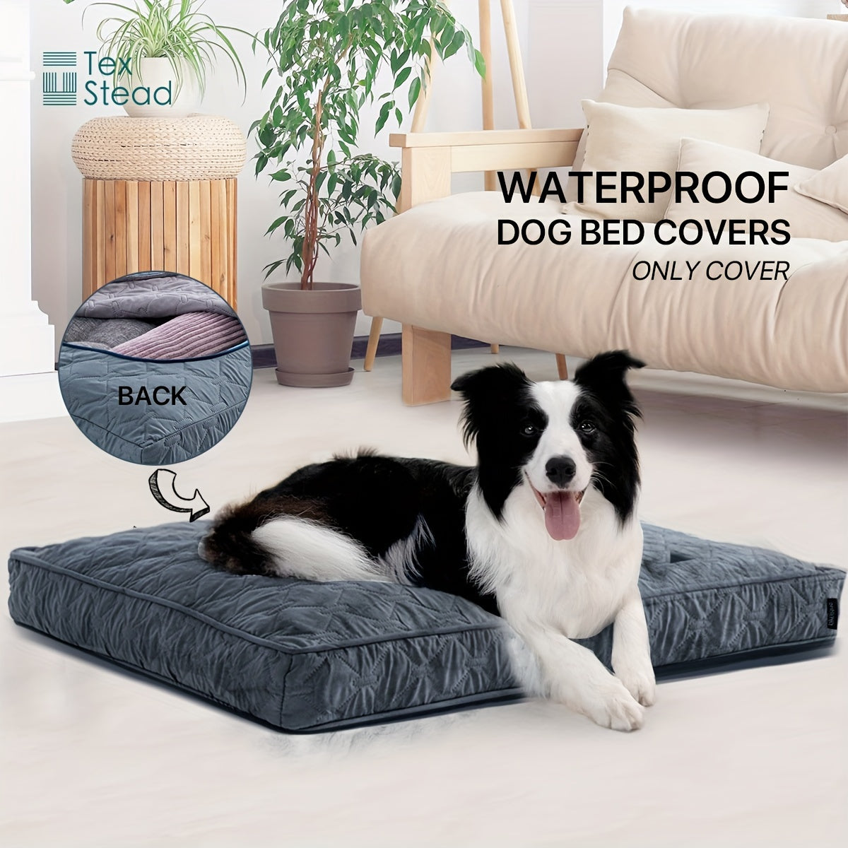 1pc & Machine Washable Dog Bed, Anti-Leakage Removable Dark Gray Pet Bed Cover, Dog Bed Protector Rainbow Dog Paw Furniture Cover for Extra Large, Large, Medium, Small Dogs
