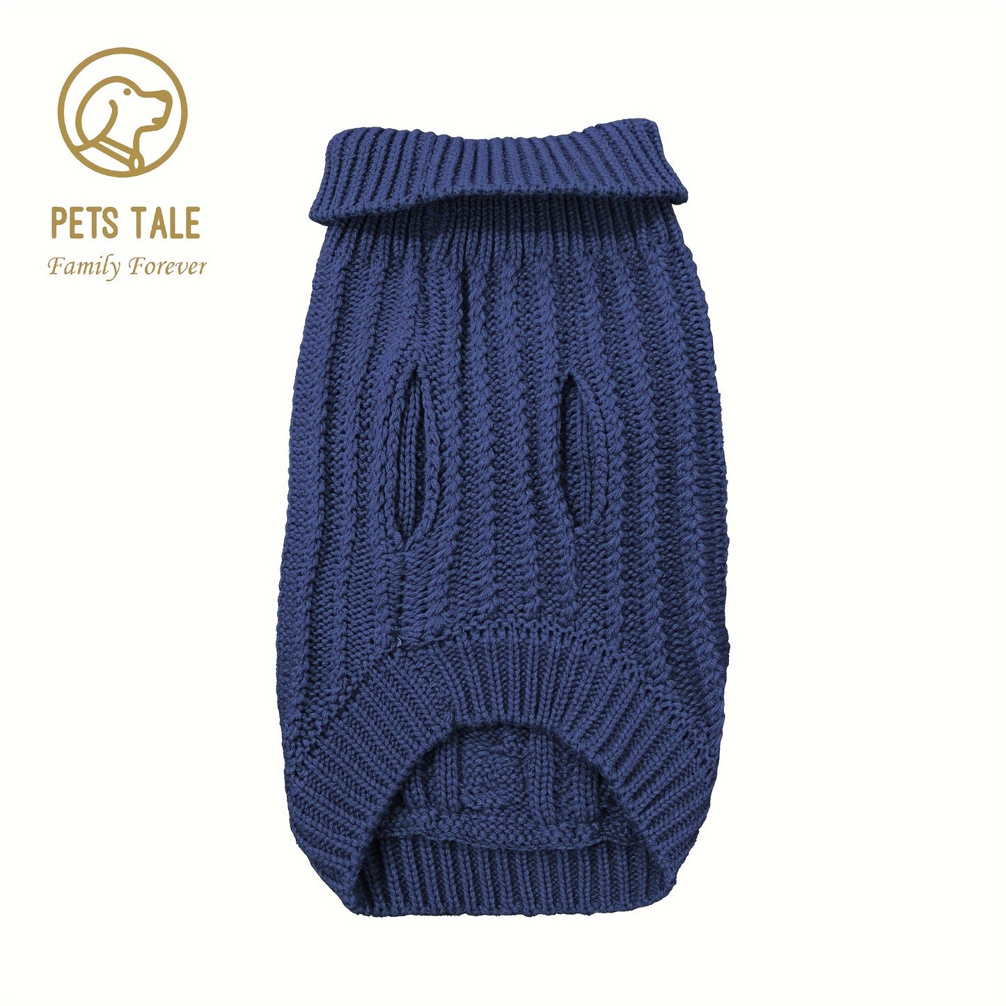 PETS TALE Dog Sweater Cable-Knit Pullover with Chain Detailing & Tag - Machine Washable Cozy Winter Sweater for Small, Medium & Large Breeds, Navy Blue, Dog Sweater for Small Dogs, Durable Petwear