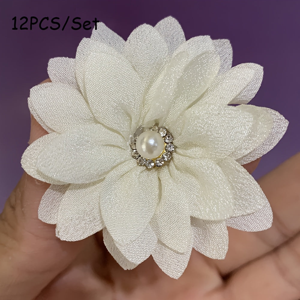 12pcs 2.2inch ( 5.5cm) Sharp Corner Flowers No Clips Holiday Party Decoration Making Pet Collar Flower Hair Accessories for Headband Hairband