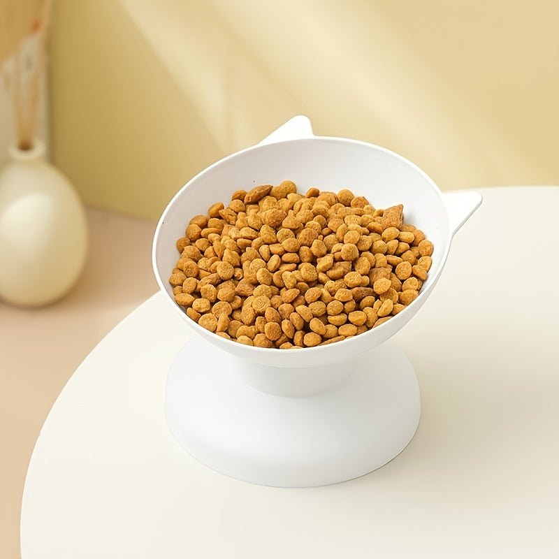 Elevated Tilted Pet Bowl, Plastic Anti-Overturning Cat Food Bowl Water Dish For Neck Protection