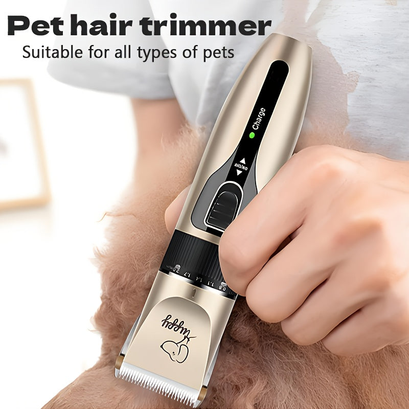 12-in-1 Premium Pet Grooming Kit - Electric Precision Trimmers with Gentle Hair Cutting Technology, Silent Clippers for Dogs & Cats, Includes Scissors, Combs, and Accessories - USB Rechargeable, Dog Grooming