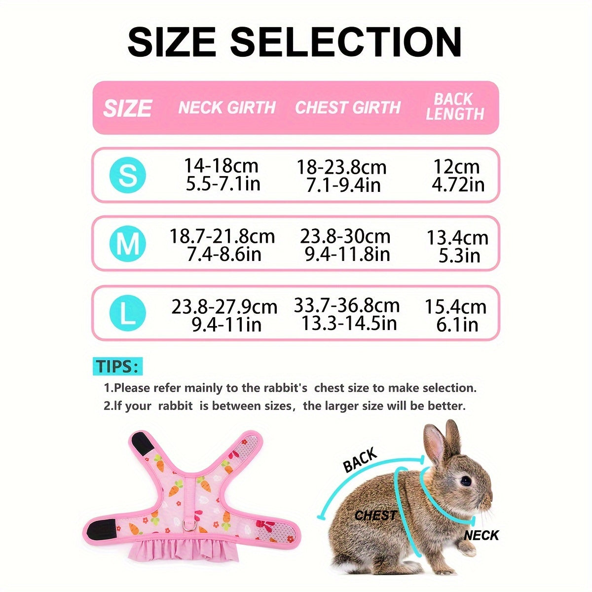 Breathable Mesh Bunny Harness with Fruit Print