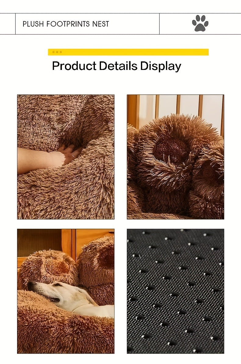 Ultra-Cozy Bear Paw Pet Bed - Luxurious Long Plush Dog Sleep Haven - Cloud-Soft Snuggle Cushion Sofa - Designed for Furry Friends - Adorable Bear Paw Shape