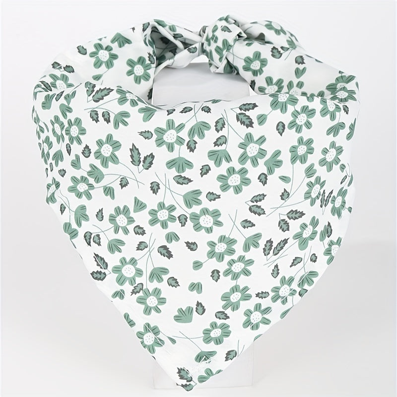 1pc Creative Flower Print Pet Bib for Small and Medium Dogs, Cat and Dog Triangle Scarf, Pet Scarf, Pet Accessories