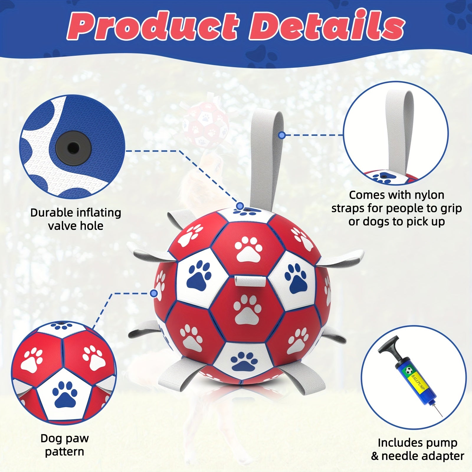 1pc Durable Football Design Pet Toy With Straps, Dog Chewing Ball Toy For Training Playing Teeth Cleaning, Interactive Fetch Pet Toy For Small Medium Large Dogs