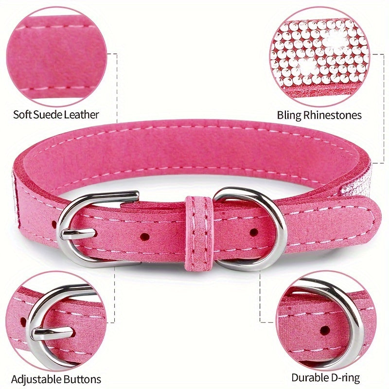 Sparkling Rhinestone Dog Collar with Leash